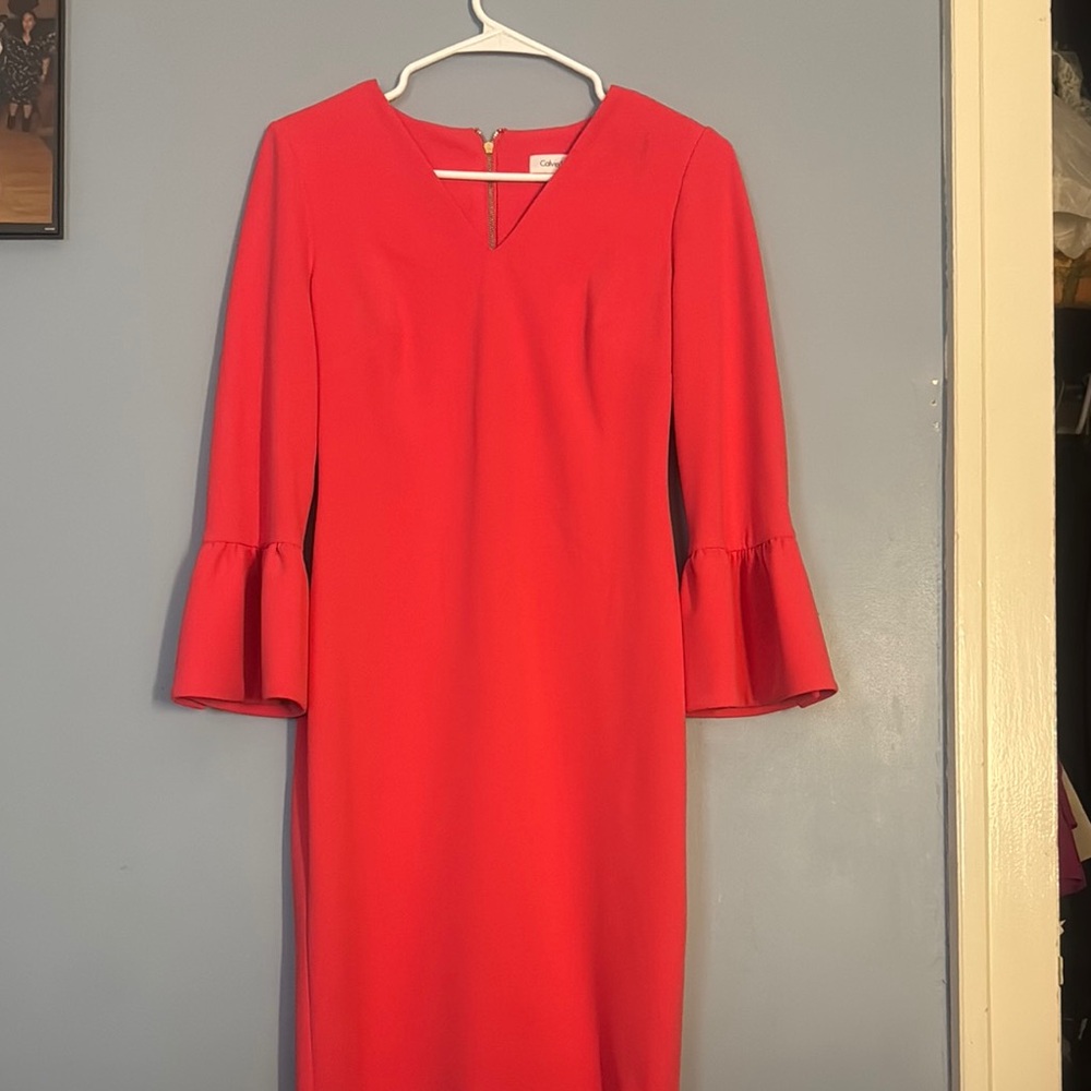 Elegant pink Dress with Bell Sleeves